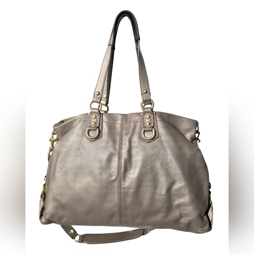 Coach Ashley Leather Satchel F15513 Shoulder Bag Metallic Bronze EUC - Picture 14 of 14